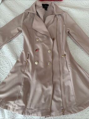 Timing Light Blush Double-Breasted Coat with Gold Hardware